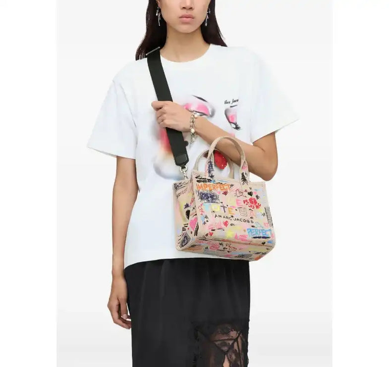 Marc Jacobs Women's The Punk Scribble Canvas Small Tote Bag Beige