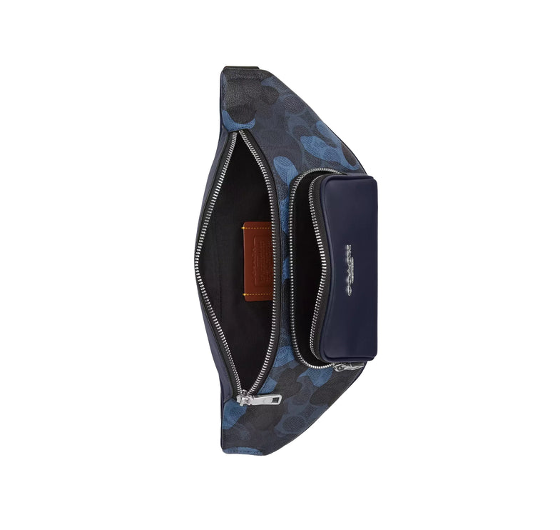 Coach Unisex Racer Small Belt Bag In Signature Camo Print Silver/Blue Multi