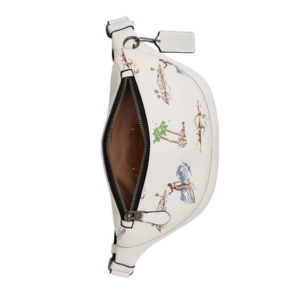 Coach Unisex Warren Mini Belt Bag With Surf Print Gunmetal/Chalk Multi