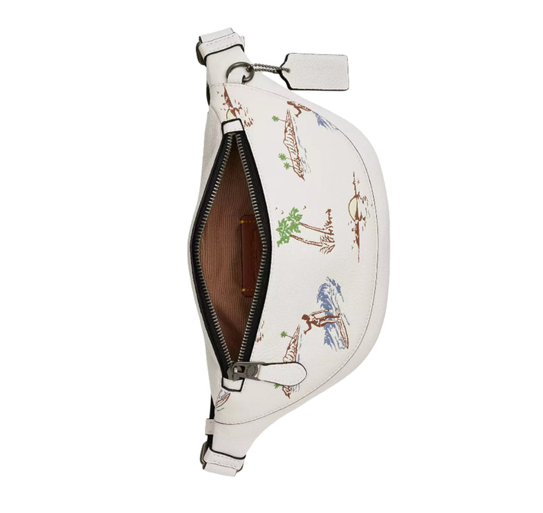 Coach Unisex Warren Mini Belt Bag With Surf Print Gunmetal/Chalk Multi