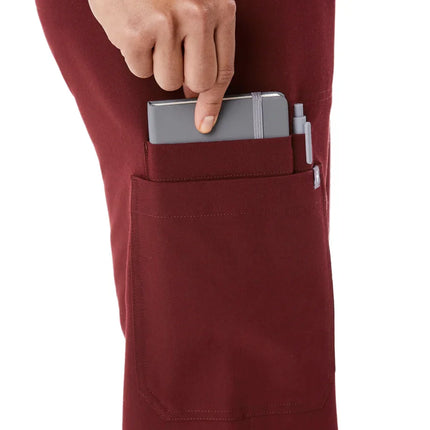 FIGS Women's High Waisted Isabel Wide Leg Scrub Pants Burgundy