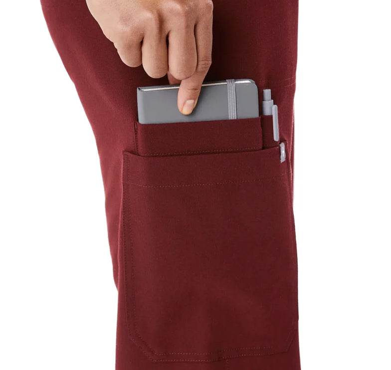 FIGS Women's High Waisted Isabel Wide Leg Scrub Pants Burgundy