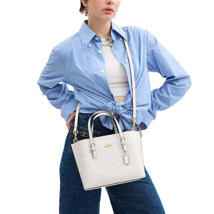Coach Women's Mollie Tote Bag 25 In Signature Canvas Gold/White/Chalk
