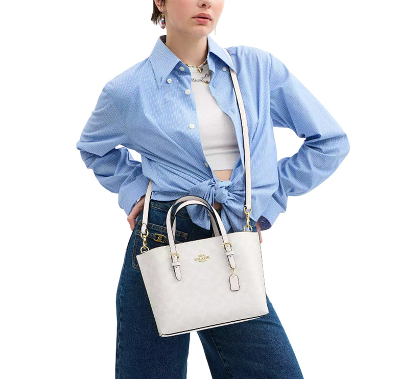 Coach Women's Mollie Tote Bag 25 In Signature Canvas Gold/White/Chalk