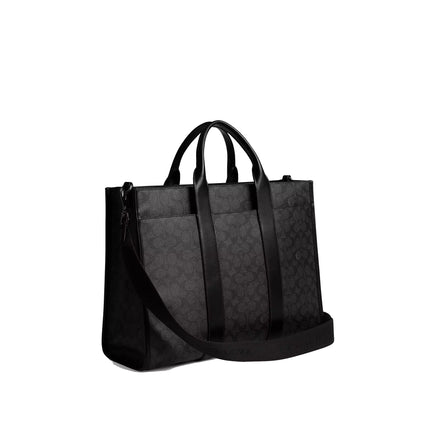 Coach Unisex Wesley Tote In Signature Canvas Charcoal