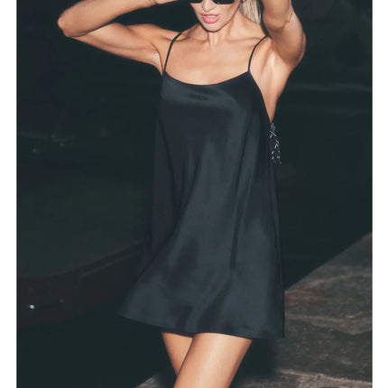 alo Women's Silk Blend Radiance Dress Black