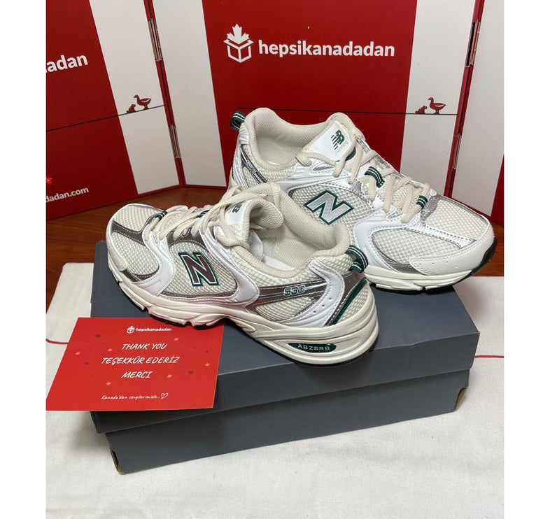 New Balance 530 Sea Salt with White and Marsh Green MR530SX  Hemen Kargoda