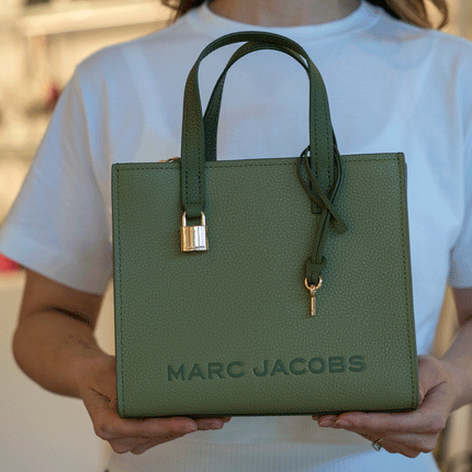 Marc Jacobs Women's Mini Grind Branded Leather Tote Bag Green