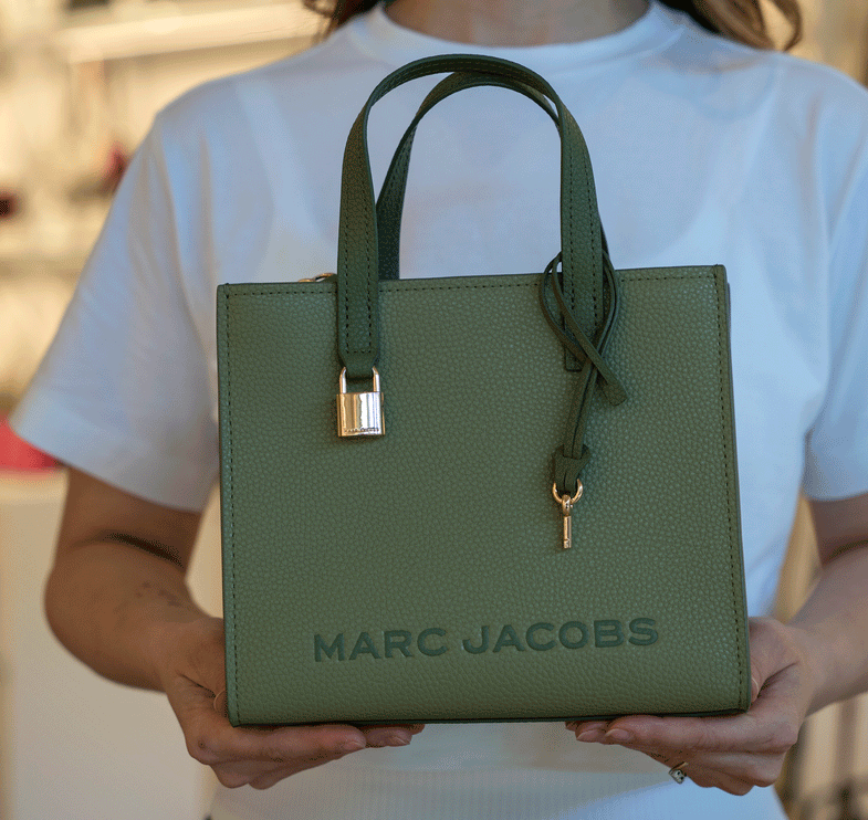Marc Jacobs Women's Mini Grind Branded Leather Tote Bag Green