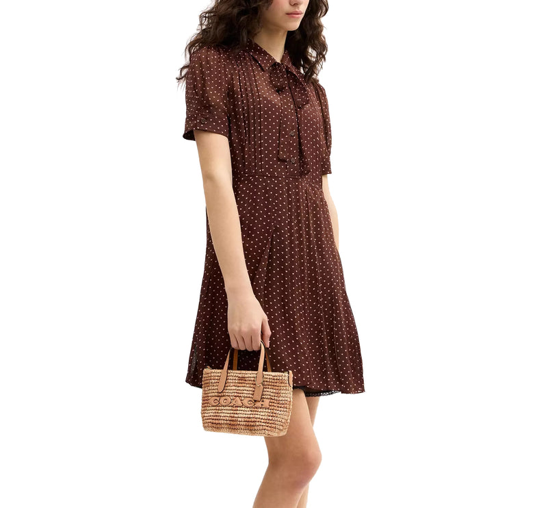 Coach Women's City Mini Tote Bag With Gingham Print Gold/Tan