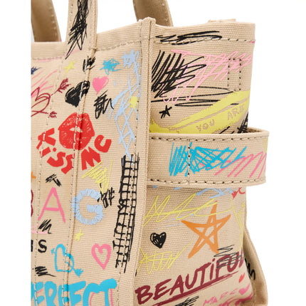 Marc Jacobs Women's The Punk Scribble Canvas Small Tote Bag Beige