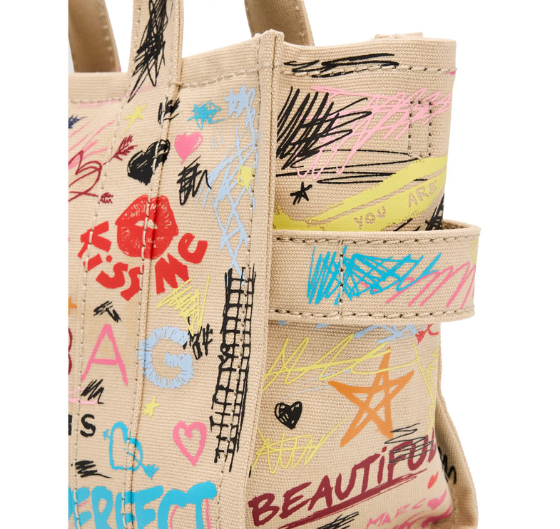 Marc Jacobs Women's The Punk Scribble Canvas Small Tote Bag Beige