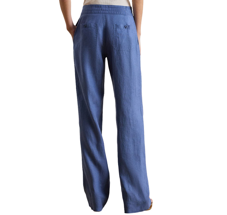 Polo Ralph Lauren Women's Linen Wide-Leg Pant Carson Blue