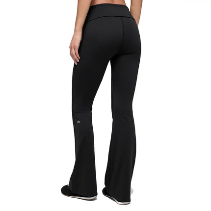 alo Women's Softsculpt Foldover Flare Legging Black