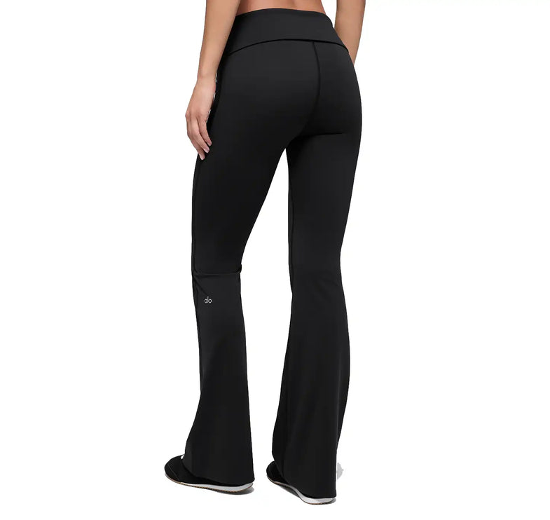 alo Women's Softsculpt Foldover Flare Legging Black