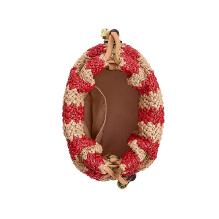 Coach Women's Faye Large Shoulder Bag With Stripes Gold/Red/Tan
