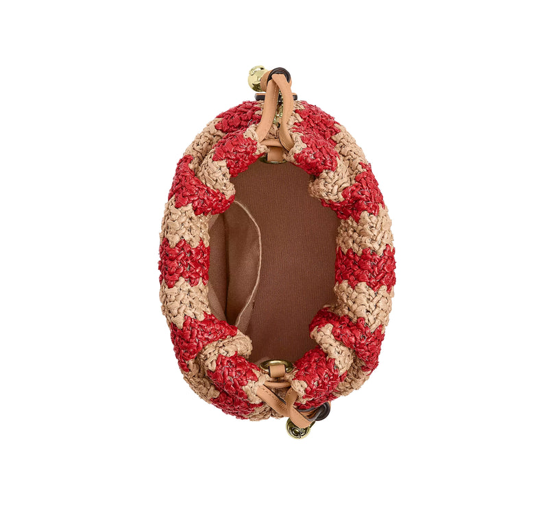 Coach Women's Faye Large Shoulder Bag With Stripes Gold/Red/Tan