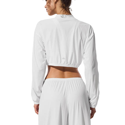 alo Women's Cropped Breezy Full-Zip Cover Up White