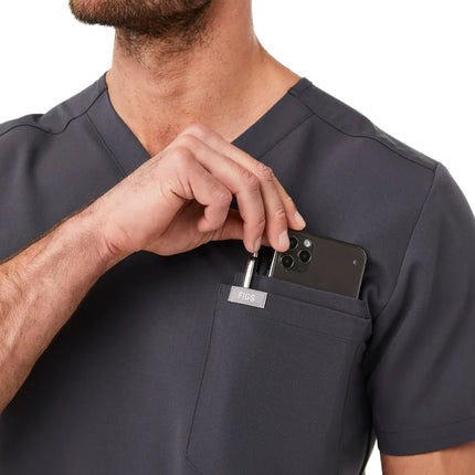 FIGS Men's Leon Three Pocket Scrub Top Charcoal