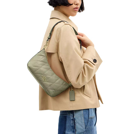 Coach Women's Caitlin Shoulder Bag With Quilting Gold/Pistachio