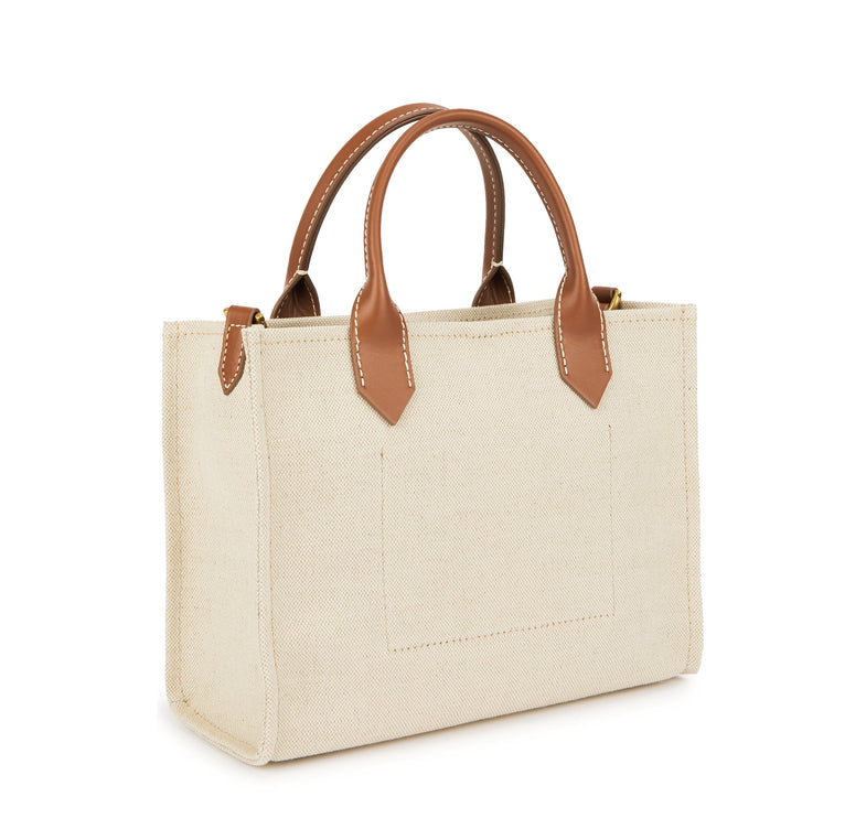 Balmain Women's B-Army Small Canvas Tote Bag Beige