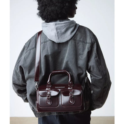 Dr. Martens Top Handle Rub Off Leather Bag Cherry Red