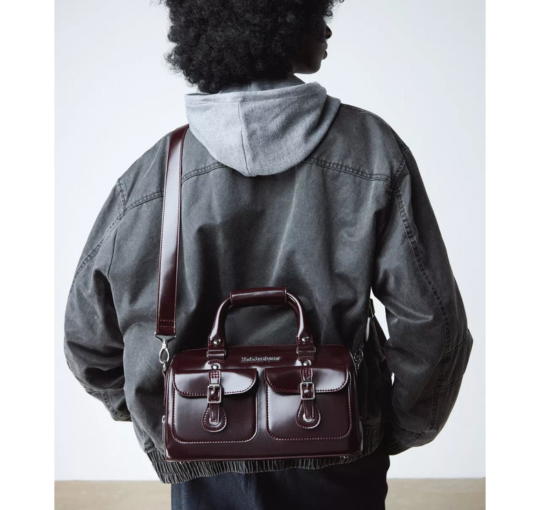 Dr. Martens Top Handle Rub Off Leather Bag Cherry Red