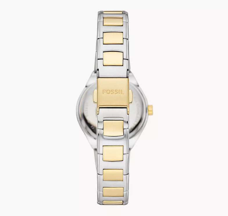Fossil Women's Eevie Three Hand Date Two Tone Stainless Steel Watch BQ3802