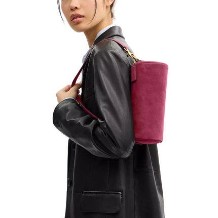 Coach Women's Barrel Bag Brass/Dark Fuchsia