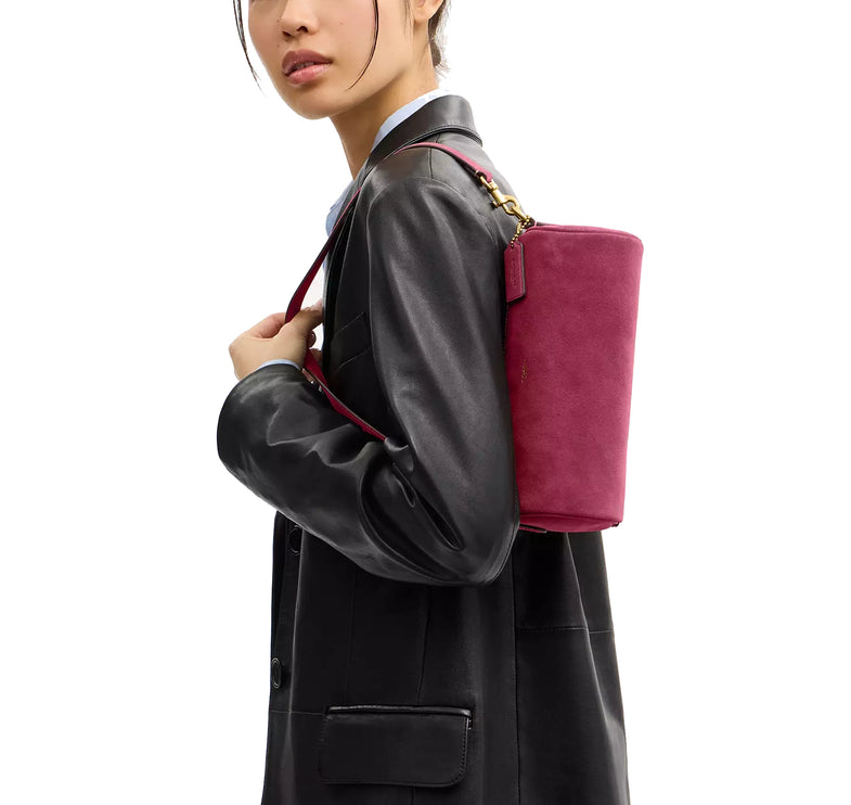 Coach Women's Barrel Bag Brass/Dark Fuchsia