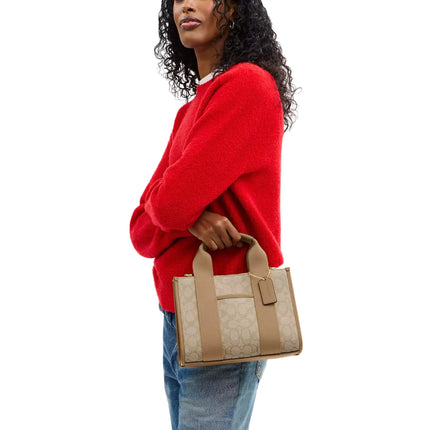 Coach Women's Smith Tote Bag 24 In Signature Jacquard Gold/Light Khaki Multi