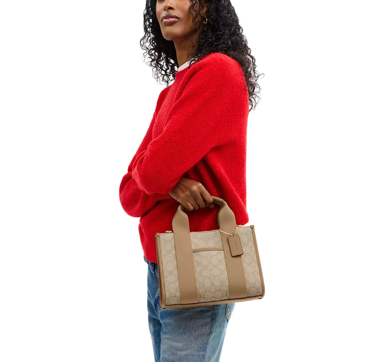 Coach Women's Smith Tote Bag 24 In Signature Jacquard Gold/Light Khaki Multi