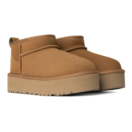 UGG Classic Ultra Mini Platform çocuk botu, kahverengi (chestnut) süet