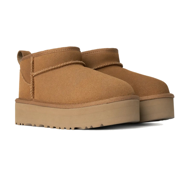 UGG Classic Ultra Mini Platform çocuk botu, kahverengi (chestnut) süet