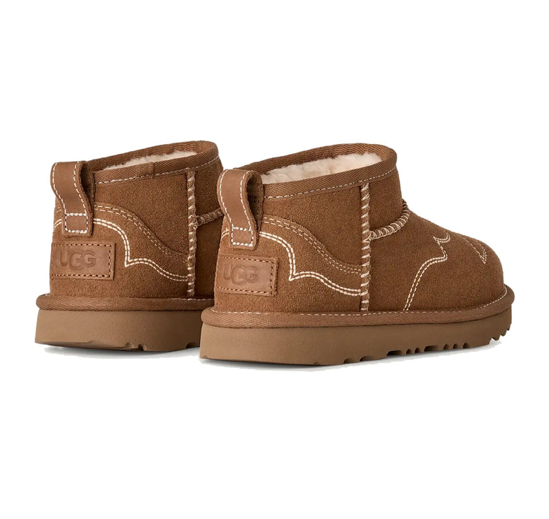 UGG Big Kids' Classic Ultra Mini Western Chestnut