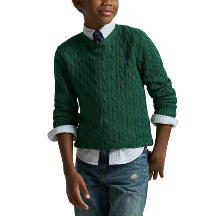 Polo Ralph Lauren Boy's Cable-Knit Cotton Sweater Athletic Green