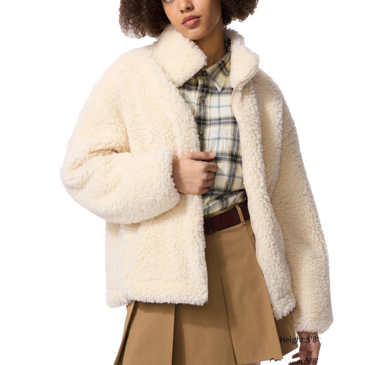 Uniqlo Women's Fleece Zip-Up Jacket 30 Natural