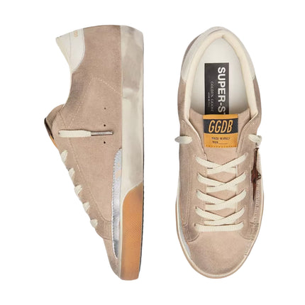 Golden Goose Women's Super-Star Star in Beige Suede with Leopard Print Star