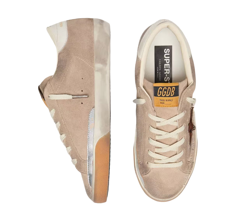 Golden Goose Women's Super-Star Star in Beige Suede with Leopard Print Star