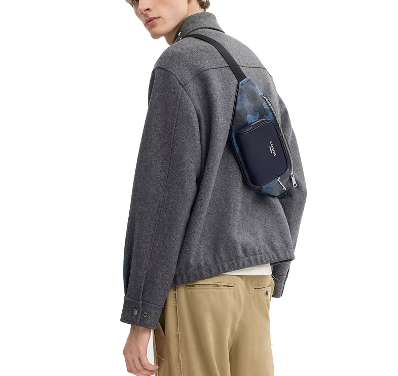 Coach Unisex Racer Small Belt Bag In Signature Camo Print Silver/Blue Multi