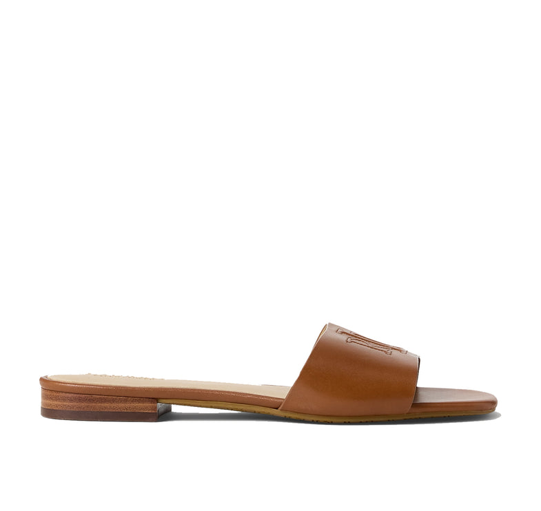 Polo Ralph Lauren Women's Everley Calfskin Slide Sandal Lauren Tan