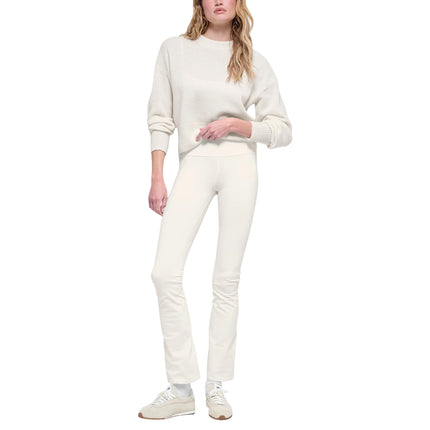 alo Women's Wool Cashmere Cropped New Class Crewneck Sweater Ivory