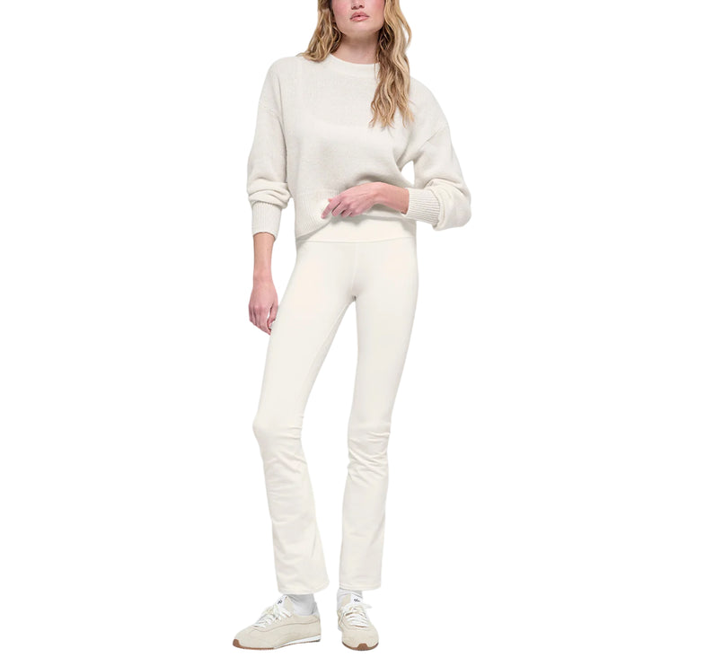 alo Women's Wool Cashmere Cropped New Class Crewneck Sweater Ivory