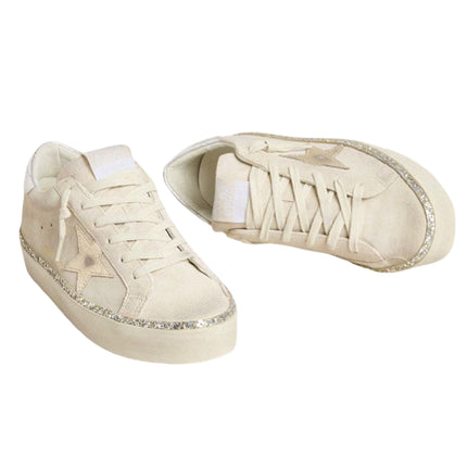 Golden Goose Women's Hi Star in Suede with Silver Metallic Leather Star and Heel Tab
