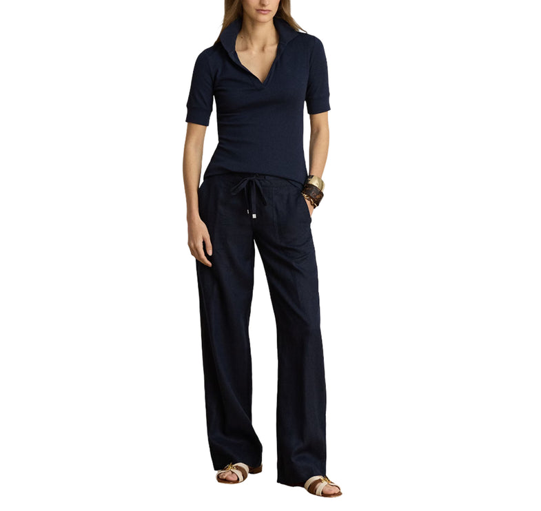 Polo Ralph Lauren Women's Linen Wide-Leg Pant Lauren Navy