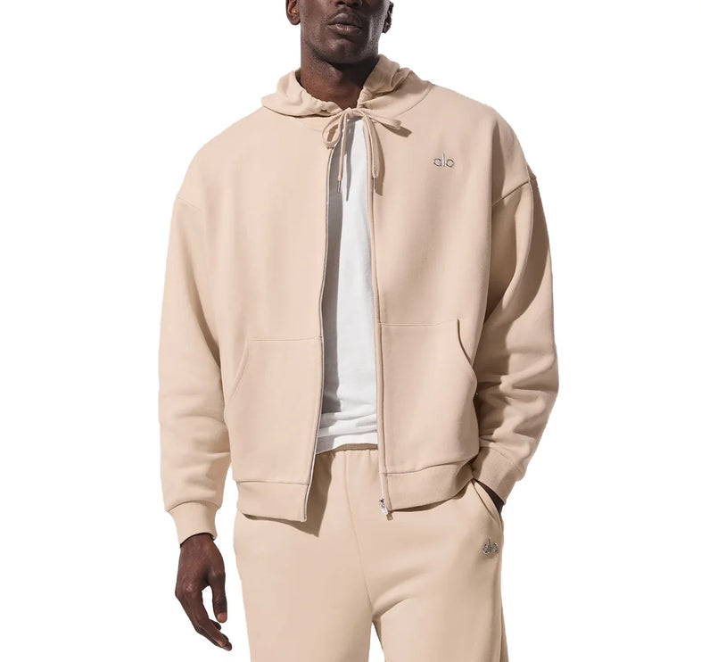 alo Men's Accolade Full Zip Hoodie Macadamia