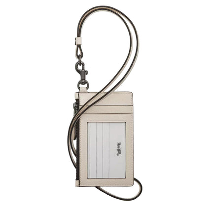 Coach Women's Zip Lanyard Card Case Gunmetal/Chalk
