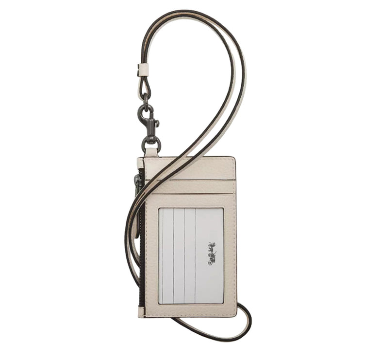 Coach Women's Zip Lanyard Card Case Gunmetal/Chalk