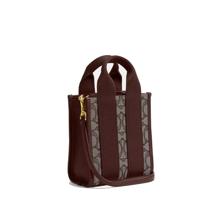 Coach Women's Smith Mini Tote Bag In Signature Jacquard Silver/Oak/Maple