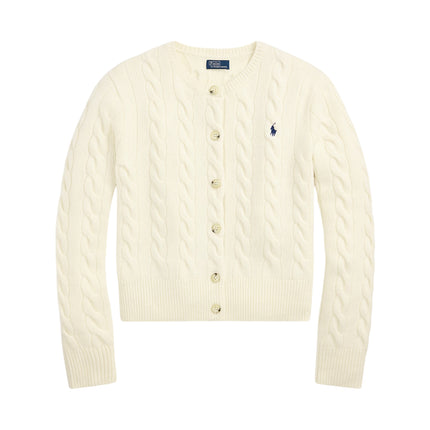 Polo Ralph Lauren Women's Cable-Knit Wool-Cashmere Cardigan Authentic Cream